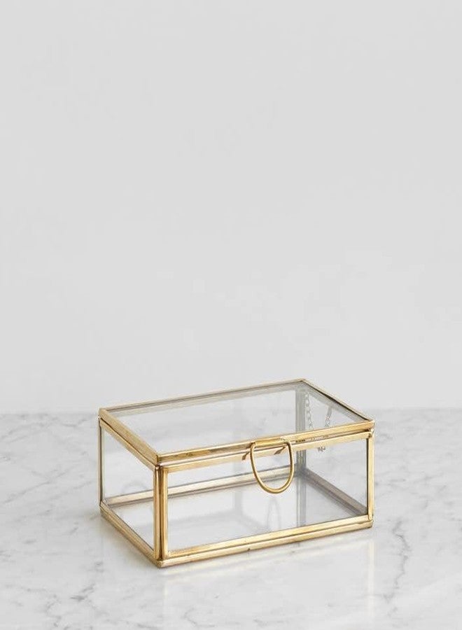 ARTINCO صندوق عرض زجاجي نحاسي من مجموعة آرت إنديا، ذهبي اللون، 4 × 3 × 1.5 بوصة - Image 2